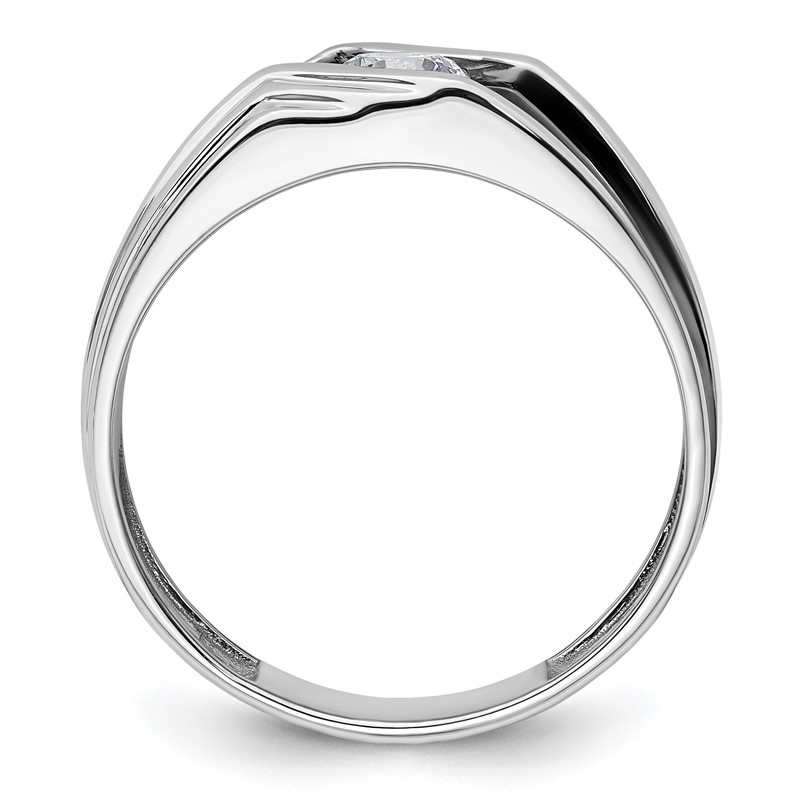 IBGoodman 14k White Gold with Black Rhodium 3/8 carat Lab Grown Diamond VS/SI+ G+ Complete Satin Men's Ring
