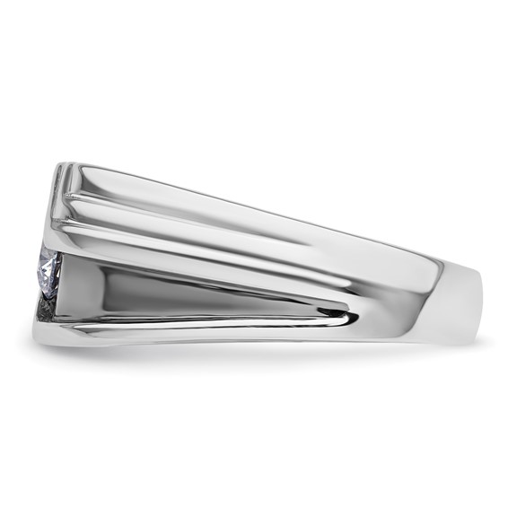 IBGoodman 14k White Gold with Black Rhodium 3/8 carat Lab Grown Diamond VS/SI+ G+ Complete Satin Men's Ring