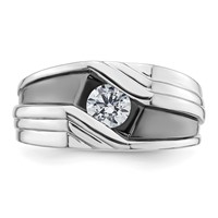 IBGoodman 14K White Gold Ring with Black Rhodium 0.38 Carat Lab Grown Diamond VS SI+ G+ Complete Satin Men's view 4