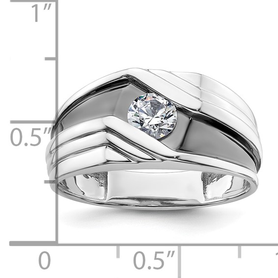 IBGoodman 14k White Gold with Black Rhodium 3/8 carat Lab Grown Diamond VS/SI+ G+ Complete Satin Men's Ring