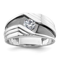 IBGoodman 14K White Gold Ring with Black Rhodium 0.38 Carat Lab Grown Diamond VS SI+ G+ Complete Satin Men's view 1