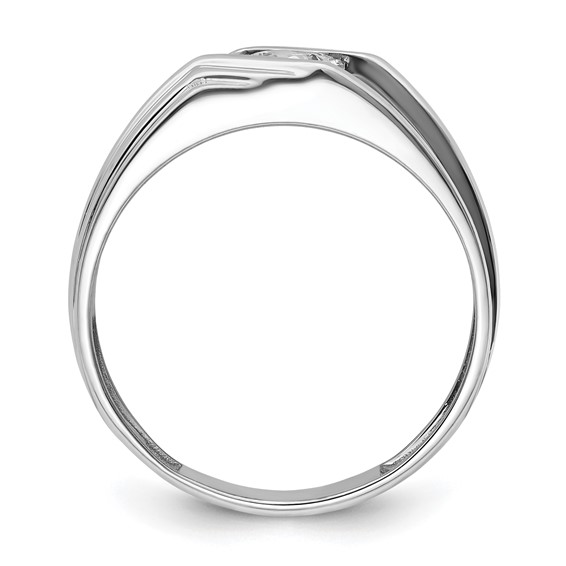 IBGoodman 14k White Gold with Black Rhodium 1/2 carat Lab Grown Diamond VS/SI+ G+ Complete Satin Men's Ring