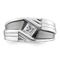 IBGoodman 14K White Gold Ring with Black Rhodium 0.50 Carat Lab Grown Diamond VS SI+ G+ Complete Satin Men's view 4