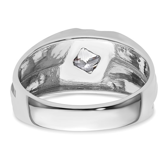 IBGoodman 14k White Gold with Black Rhodium 1/2 carat Lab Grown Diamond VS/SI+ G+ Complete Satin Men's Ring