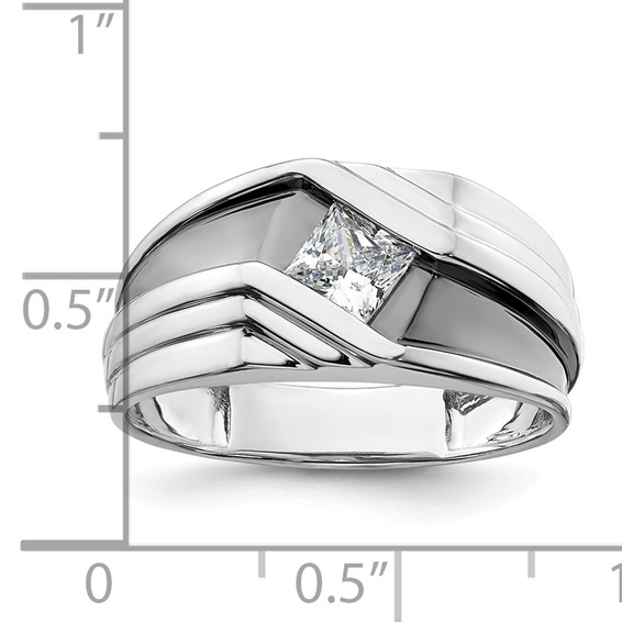 IBGoodman 14k White Gold with Black Rhodium 1/2 carat Lab Grown Diamond VS/SI+ G+ Complete Satin Men's Ring
