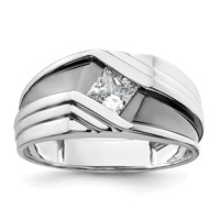 IBGoodman 14K White Gold Ring with Black Rhodium 0.50 Carat Lab Grown Diamond VS SI+ G+ Complete Satin Men's view 1