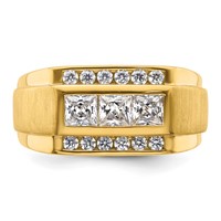 IBGoodman 14K Yellow Gold 1.12 Carat Lab Grown Diamond VS SI+ G+ Complete Polished and Satin Men's Ring view 4