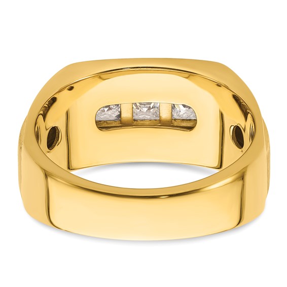 IBGoodman 14k 1 1/8 carat Lab Grown Diamond VS/SI+ G+ Complete Polished and Satin Men's Ring