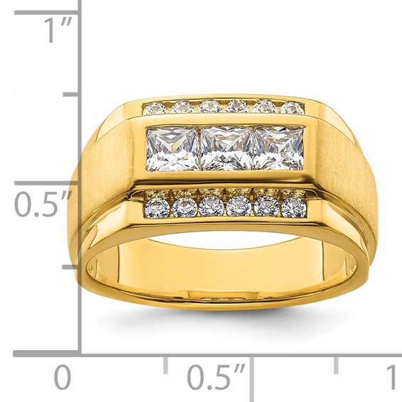 IBGoodman 14k 1 1/8 carat Lab Grown Diamond VS/SI+ G+ Complete Polished and Satin Men's Ring