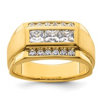 IBGoodman 14K Yellow Gold 1.12 Carat Lab Grown Diamond VS SI+ G+ Complete Polished and Satin Men's Ring view 1