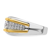 IBGoodman 14K Two-tone 0.50 Carat Lab Grown Diamond VS SI+ G+ Three Stone Complete Men's Ring view 3