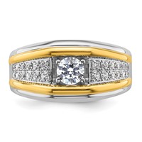 IBGoodman 14K Two-tone 0.50 Carat Lab Grown Diamond VS SI+ G+ Three Stone Complete Men's Ring view 4