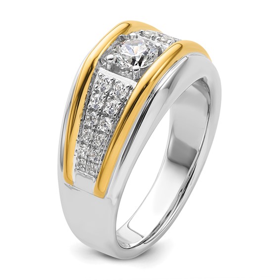 IBGoodman 14k Two-tone 1/2 carat Lab Grown Diamond VS/SI+ G+ Three Stone Complete Men's Ring