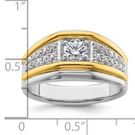 IBGoodman 14k Two-tone 1/2 carat Lab Grown Diamond VS/SI+ G+ Three Stone Complete Men's Ring