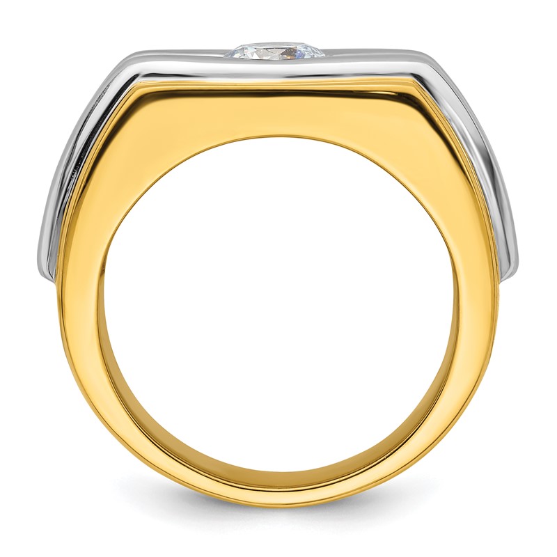 IBGoodman 14k Two-tone 1 carat Lab Grown Diamond VS/SI+ G+ Complete Polished and Satin Men's Ring