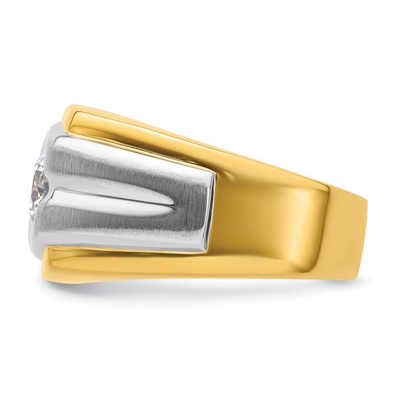 IBGoodman 14k Two-tone 1 carat Lab Grown Diamond VS/SI+ G+ Complete Polished and Satin Men's Ring