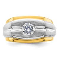 IBGoodman 14K Two-tone 1 Carat Lab Grown Diamond VS SI+ G+ Complete Polished and Satin Men's Ring view 4