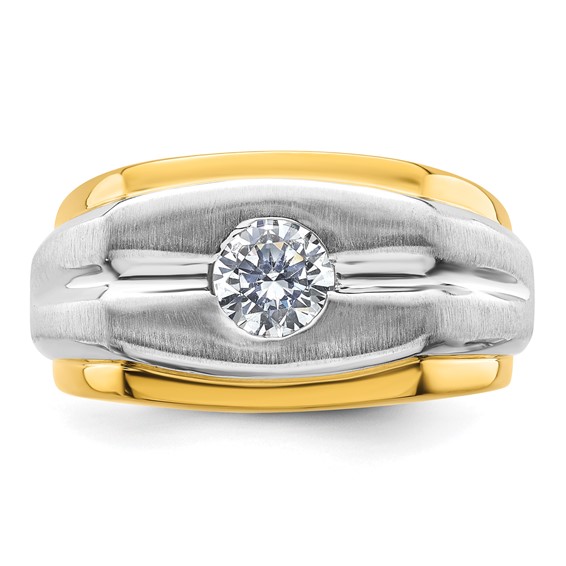 IBGoodman 14k Two-tone 1 carat Lab Grown Diamond VS/SI+ G+ Complete Polished and Satin Men's Ring