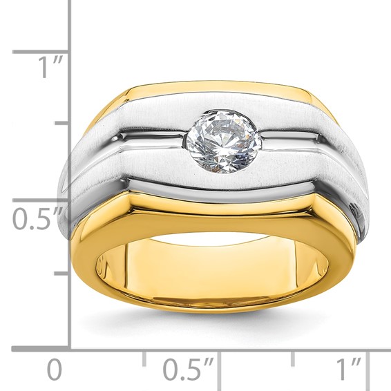 IBGoodman 14k Two-tone 1 carat Lab Grown Diamond VS/SI+ G+ Complete Polished and Satin Men's Ring