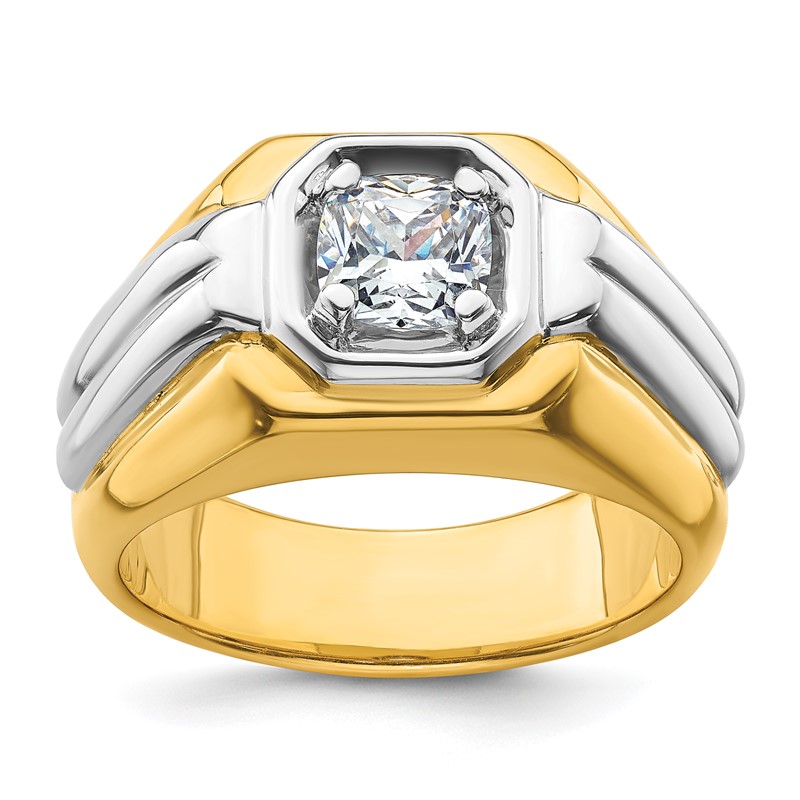 IBGoodman 14k Two-tone 1 carat Lab Grown Diamond VS/SI+ G+ Complete Polished Men's Ring