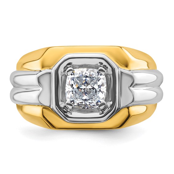 IBGoodman 14k Two-tone 1 1/2 carat Lab Grown Diamond VS/SI+ G+ Complete Polished Men's Ring