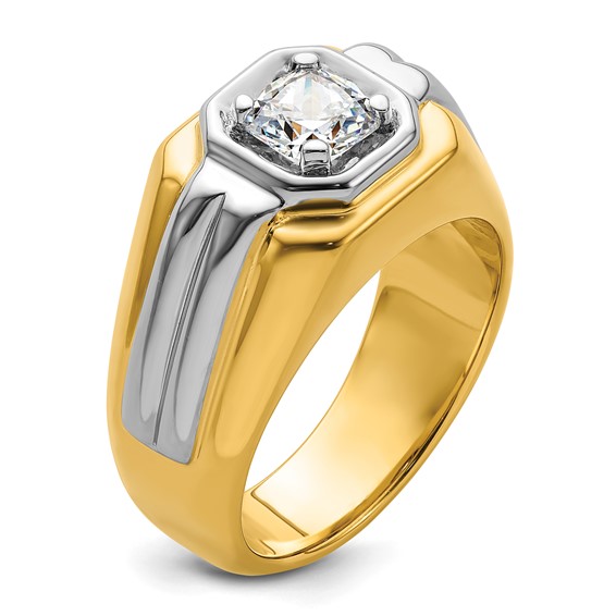 IBGoodman 14k Two-tone 1 1/2 carat Lab Grown Diamond VS/SI+ G+ Complete Polished Men's Ring