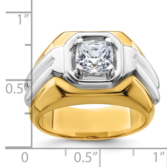 IBGoodman 14k Two-tone 1 1/2 carat Lab Grown Diamond VS/SI+ G+ Complete Polished Men's Ring