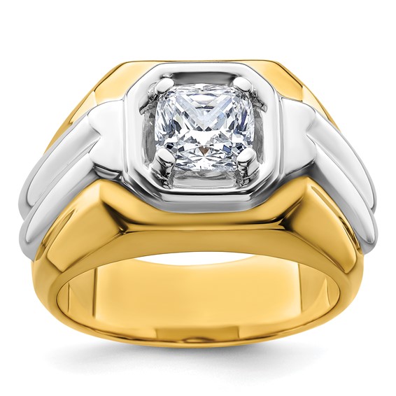IBGoodman 14k Two-tone 1 1/2 carat Lab Grown Diamond VS/SI+ G+ Complete Polished Men's Ring