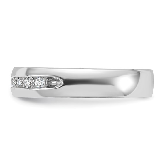 IBGoodman 14k White Gold Men's Polished 9-Stone 1/4 Carat AA Quality Diamond Ring