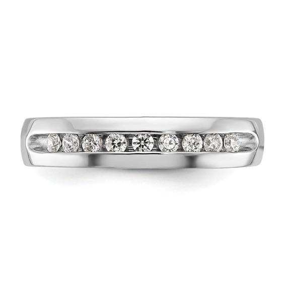 14k White Gold IBGoodman Men's Polished 9-Stone Diamond Ring