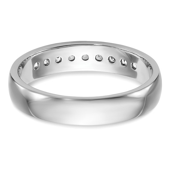 14k White Gold IBGoodman Men's Polished 9-Stone Diamond Ring