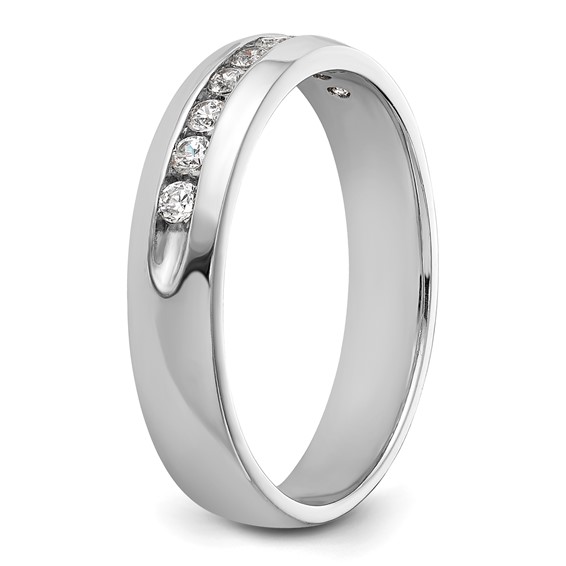 14k White Gold IBGoodman Men's Polished 9-Stone Diamond Ring