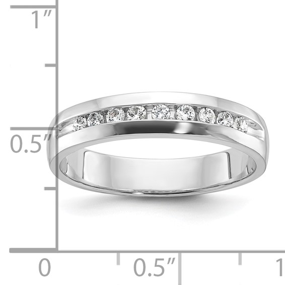 IBGoodman 14k White Gold Men's Polished 9-Stone 1/4 Carat AA Quality Diamond Ring