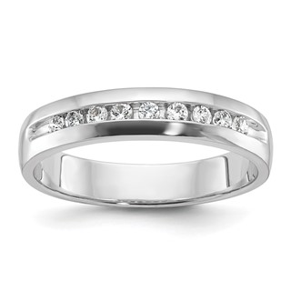 14k White Gold IBGoodman Men's Polished 9-Stone Diamond Ring
