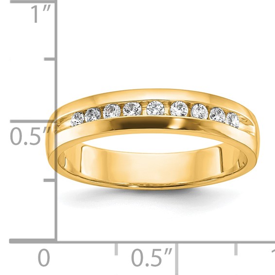 14k Yellow Gold IBGoodman Men's Polished 9-Stone Diamond Ring