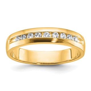 14k Yellow Gold IBGoodman Men's Polished 9-Stone Diamond Ring