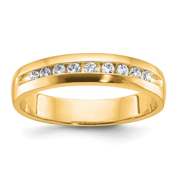 14k Yellow Gold IBGoodman Men's Polished 9-Stone Diamond Ring