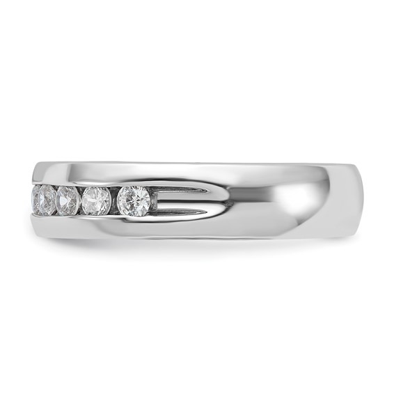14k White Gold IBGoodman Men's Polished 9-Stone Diamond Ring