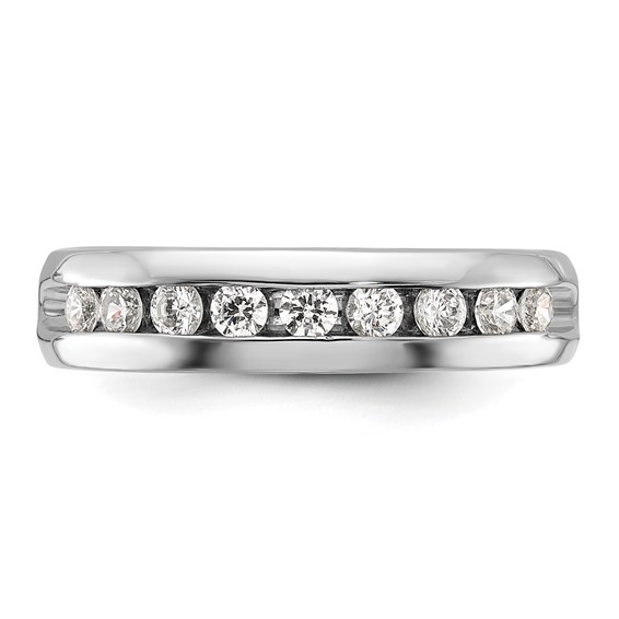 14k White Gold IBGoodman Men's Polished 9-Stone Diamond Ring
