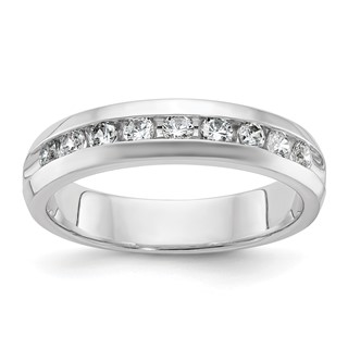 14k White Gold 1/2 ct Lab Grown Diamond VS+ F+ 9 Stone Comp Men's Ring