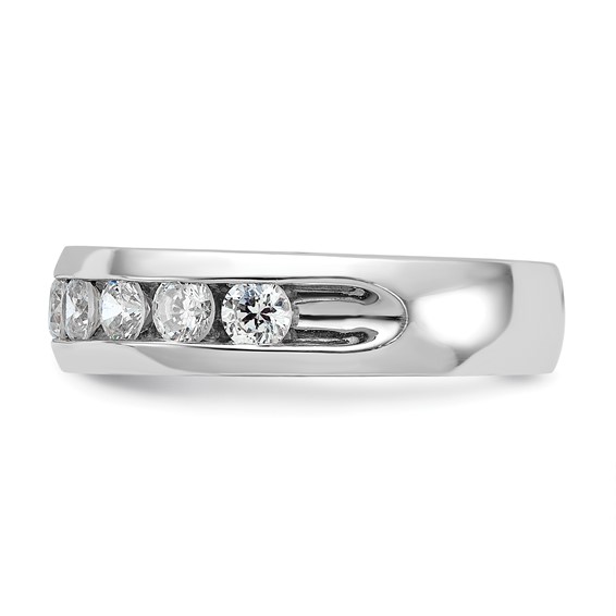 IBGoodman 14k White Gold Men's Polished 9-Stone 1 Carat AA Quality Diamond Ring