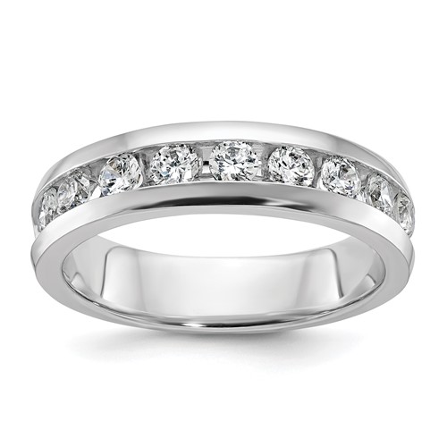 IBGoodman 14K White Gold 1 Carat Lab Grown Diamond VS SI+ G+ Nine Stone Complete Polished Men's Ring