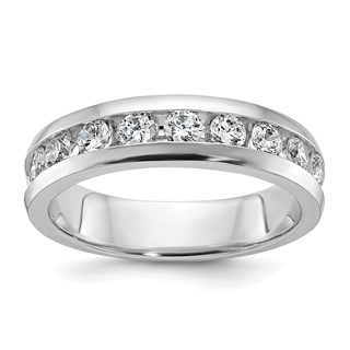 14k White Gold IBGoodman Men's Polished 9-Stone Diamond Ring