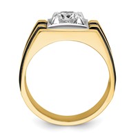 IBGoodman 14K Two Tone Ring with Black Rhodium 1 Carat Lab Grown Diamond VS SI+ G+ Complete Polished and Satin Men's view 2