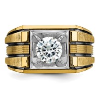 IBGoodman 14K Two Tone Ring with Black Rhodium 1 Carat Lab Grown Diamond VS SI+ G+ Complete Polished and Satin Men's view 4
