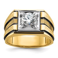 IBGoodman 14K Two Tone Ring with Black Rhodium 1 Carat Lab Grown Diamond VS SI+ G+ Complete Polished and Satin Men's view 1