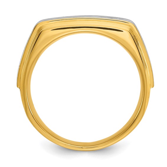 Men's Yellow Gold 1/4ct Diamond Solitaire Ring W/Soft Satin Finish