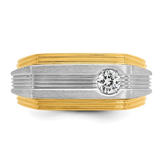 Men's Yellow Gold 1/4ct Diamond Solitaire Ring W/Soft Satin Finish