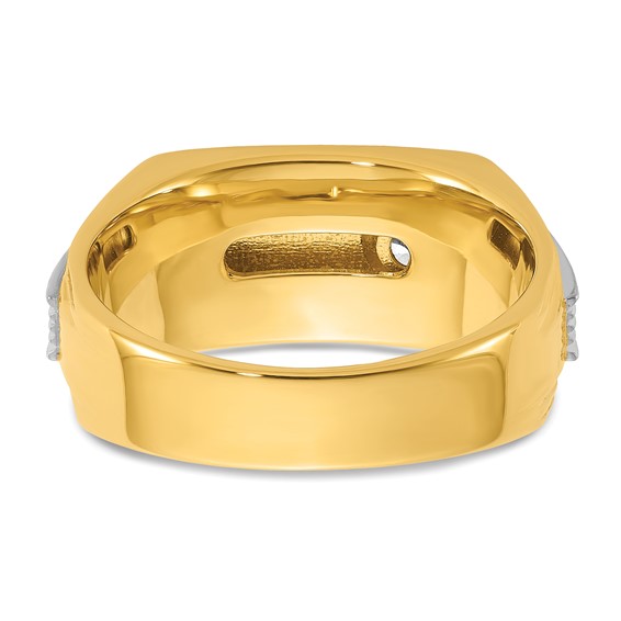 Men's Yellow Gold 1/4ct Diamond Solitaire Ring W/Soft Satin Finish