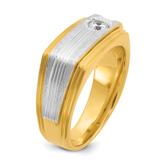 Men's Yellow Gold 1/4ct Diamond Solitaire Ring W/Soft Satin Finish